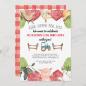 ファームアニマルズボーイ誕生日招待状 招待状 (正面/裏面)