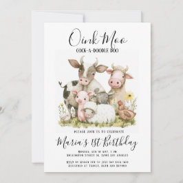 ファームアニマルズ納屋周囲の庭カントリー誕生日 招待状