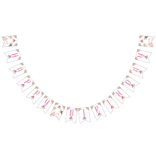 ファームアニマルズ納屋周囲の庭ガールハッピーバースデーバナー バンティングフラッグ (全)