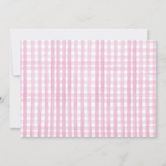 ファームアニマルズ納屋周囲の庭トラクターピンクファームハウスパーティー 招待状 (裏面)