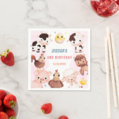 ファームアニマルズ納屋周囲の庭バルーン誕生日パーティー スタンダードカクテルナプキン (インサイチュ)