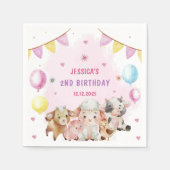 ファームアニマルズ納屋周囲の庭バルーン誕生日パーティー スタンダードカクテルナプキン (正面)