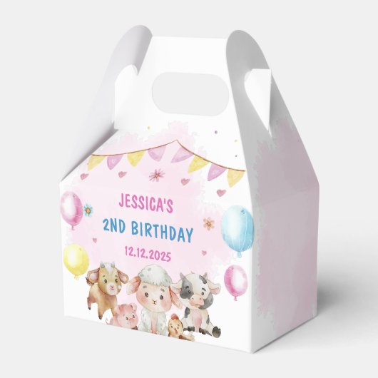 ファームアニマルズ納屋周囲の庭バルーン誕生日パーティー フェイバーボックス (正面サイド)