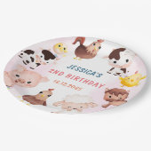 ファームアニマルズ納屋周囲の庭バルーン誕生日パーティー ペーパープレート (アングル)