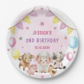 ファームアニマルズ納屋周囲の庭バルーン誕生日パーティー ペーパープレート (正面)