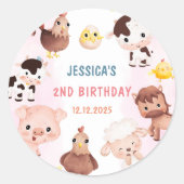 ファームアニマルズ納屋周囲の庭バルーン誕生日パーティー ラウンドシール (正面)