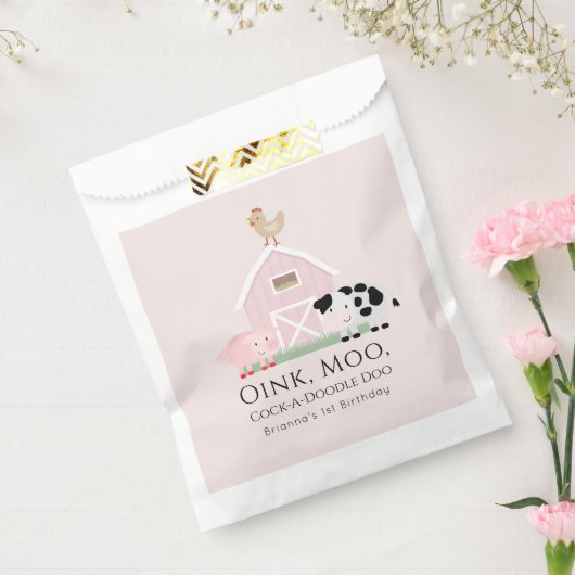 ファームアニマルズ納屋周囲の庭ピンクガール誕生日お気に入りバッグ フェイバーバッグ (封をした状態)