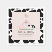 ファームアニマルズ納屋周囲の庭ピンクガール誕生日紙 スタンダードカクテルナプキン (正面)