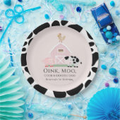 ファームアニマルズ納屋周囲の庭ピンクガール誕生日 ペーパープレート (パーティー)