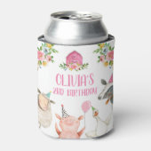 ファームアニマルズ納屋周囲の庭ピンクファームハウスメッセージカード 缶クーラー (缶正面)