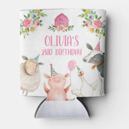 ファームアニマルズ納屋周囲の庭ピンクファームハウスメッセージカード 缶クーラー