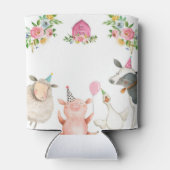 ファームアニマルズ納屋周囲の庭ピンクファームハウスメッセージカード 缶クーラー (裏面)