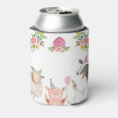 ファームアニマルズ納屋周囲の庭ピンクファームハウスメッセージカード 缶クーラー (缶裏面)