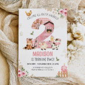 ファームアニマルズ納屋周囲の庭ファーム誕生日招待状 招待状