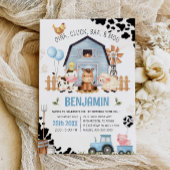 ファームアニマルズ納屋周囲の庭ファーム誕生日招待状 招待状