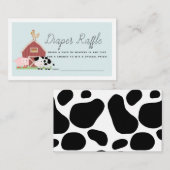 ファームアニマルズ納屋周囲の庭ブルーおむつラッフルチケット エンクロージャーカード (正面/裏面)