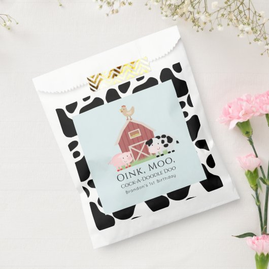 ファームアニマルズ納屋周囲の庭ブルーボーイ誕生日 フェイバーバッグ (封をした状態)