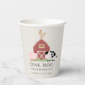 ファームアニマルズ納屋周囲の庭ベージュ誕生日紙カップ 紙コップ (正面)