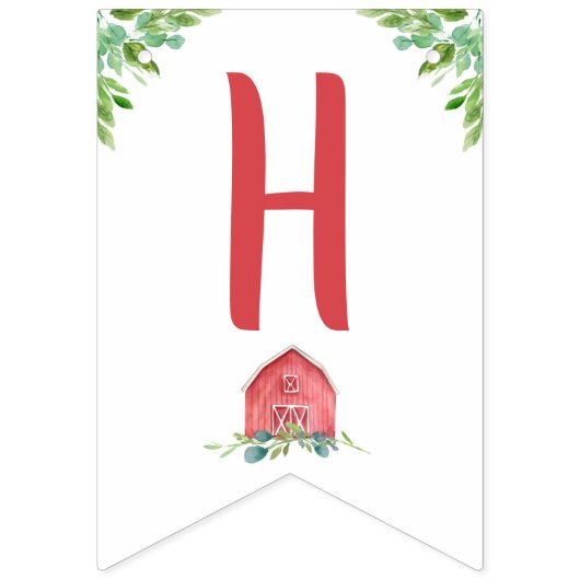 ファームアニマルズ納屋周囲の庭ボーイハッピーバースデーバナー バンティングフラッグ (第2の旗)