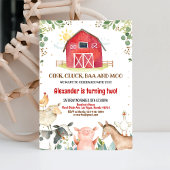 ファームアニマルズ納屋周囲の庭ボーイバーンパーティー誕生日 招待状