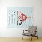 ファームアニマルズ納屋周囲の庭ボーイブルー誕生日ウェルカム タペストリー (インサイチュ(横))