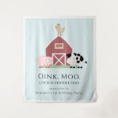 ファームアニマルズ納屋周囲の庭ボーイブルー誕生日ウェルカム タペストリー (正面)