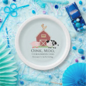 ファームアニマルズ納屋周囲の庭ボーイブルー誕生日 ペーパープレート (パーティー)