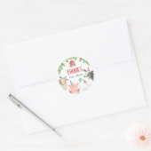 ファームアニマルズ納屋周囲の庭ボーイ誕生日メッセージカード ラウンドシール (封筒)