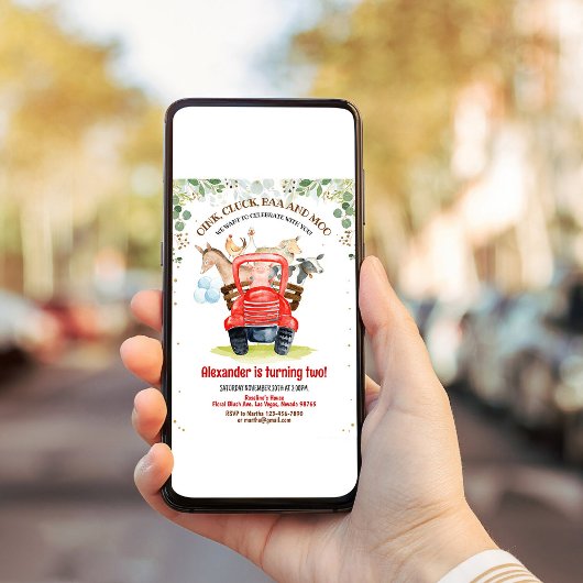 ファームアニマルズ納屋周囲の庭ボーンバーンパーティーファーム誕生日 招待状