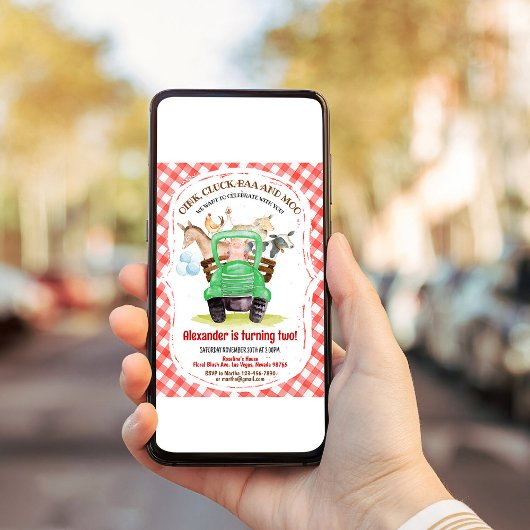 ファームアニマルズ納屋周囲の庭ボーンバーンパーティーファーム誕生日 招待状