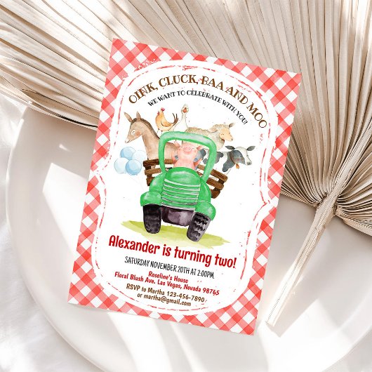 ファームアニマルズ納屋周囲の庭ボーンバーンパーティーファーム誕生日 招待状
