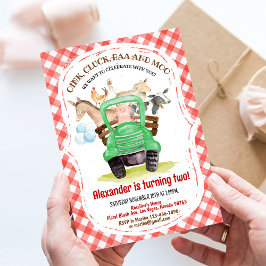 ファームアニマルズ納屋周囲の庭ボーンバーンパーティーファーム誕生日 招待状