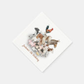 ファームアニマルズ納屋周囲の庭誕生日パーティー スタンダードカクテルナプキン (角)