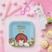 ファームアニマルズ納屋周囲の庭誕生日 ペーパープレート (パーティー)