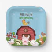 ファームアニマルズ納屋周囲の庭誕生日 ペーパープレート (正面)