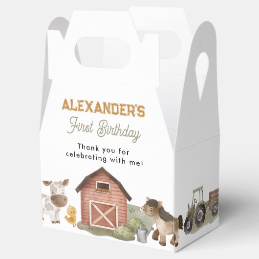 ファームアニマルズ納屋周囲の庭1st Birthday フェイバーボックス (オープン)