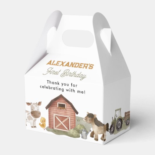 ファームアニマルズ納屋周囲の庭1st Birthday フェイバーボックス (正面サイド)