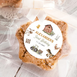 ファームアニマルズ納屋周囲の庭1st Birthday ラウンドシール