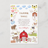 ファームアニマルズ納屋周囲の庭Bashバースデーパーティー サンキューカード (正面)