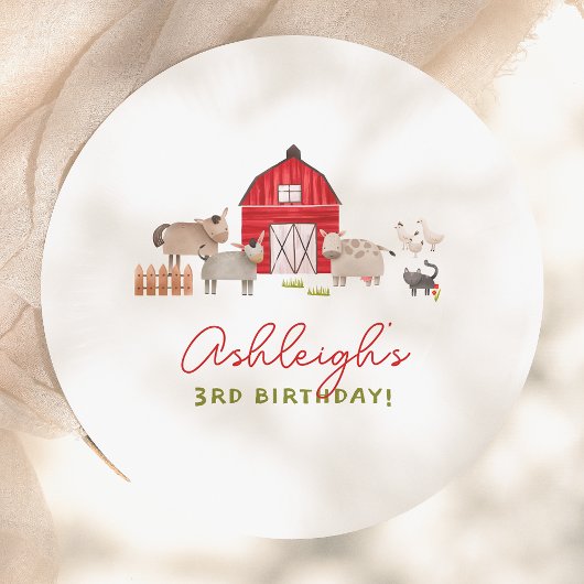 ファームアニマルズ納屋周囲の庭Bashバースデーパーティー ペーパープレート