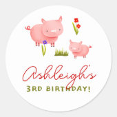 ファームアニマルズ納屋周囲の庭Bashバースデーパーティー ラウンドシール (正面)