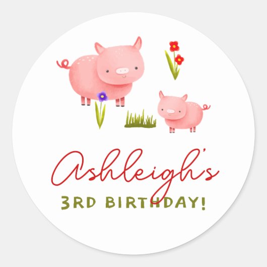 ファームアニマルズ納屋周囲の庭Bashバースデーパーティー ラウンドシール (正面)