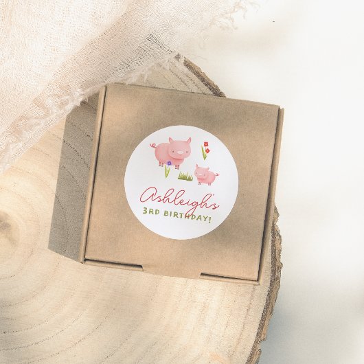 ファームアニマルズ納屋周囲の庭Bashバースデーパーティー ラウンドシール