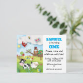 ファームアニマルズ誕生日招待状 ポストカード (スタンド正面)