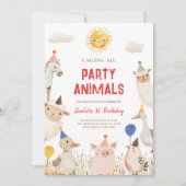ファームアニマルズ誕生日招待状 招待状 (正面)