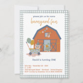 ファームアニマルズ誕生日納屋周囲の庭バッシュ招待状 招待状 (正面)