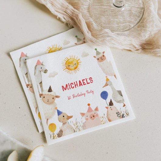 ファームアニマルズ誕生日 スタンダードカクテルナプキン
