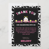 ファームアニマルズ1st誕生日パーティーガール納屋周囲の庭ピンク サンキューカード (正面)