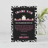 ファームアニマルズ1st誕生日パーティーガール納屋周囲の庭ピンク サンキューカード (スタンド正面)