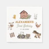 ファームアニマルズ1st誕生日パーティー スタンダードカクテルナプキン (正面)